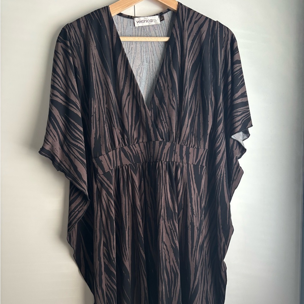 Y2K Veronica M Zebra Print Asymmetrical Dress ( Beach Coverup)